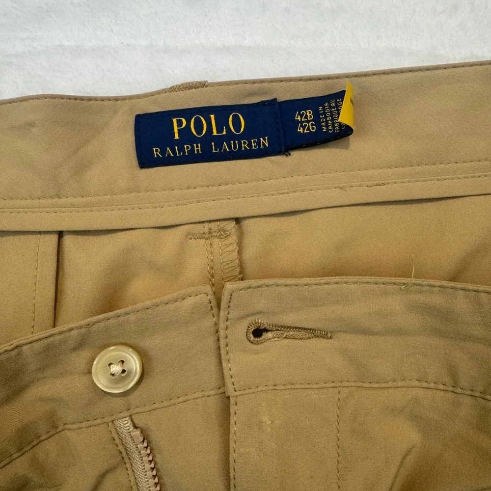 Polo Ralph Lauren Men Performance Golf Shorts Tan Khaki Stretch Size 42B Big